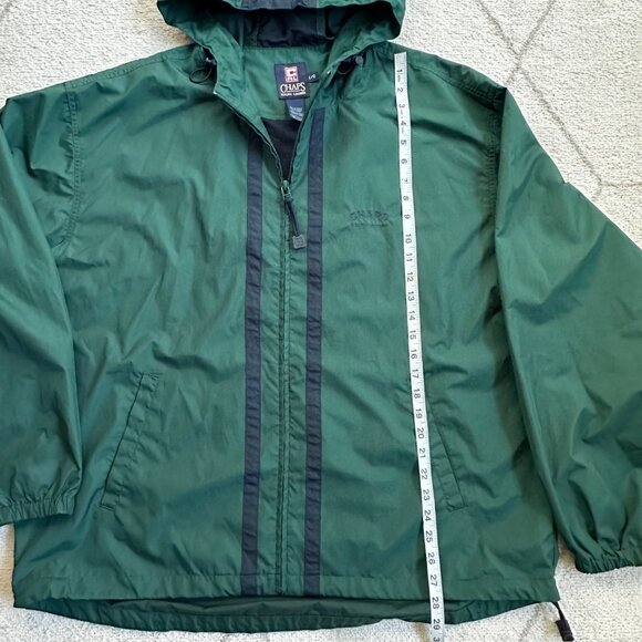 Chaps Ralph Lauren Vintage 90s Hunter Green Hooded Windbreaker Rain Anorak Sz LG - Picture 3 of 9
